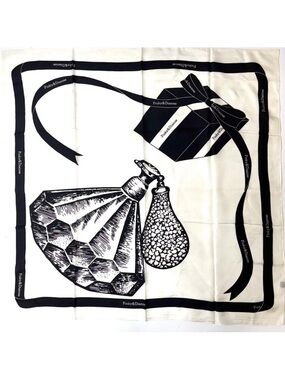 Pinky & Dianne Black and White Perfume Bottle Silk  Scarf approximately 34”x 34”